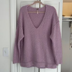 Free People Fuzzy Oversized V neck sweater